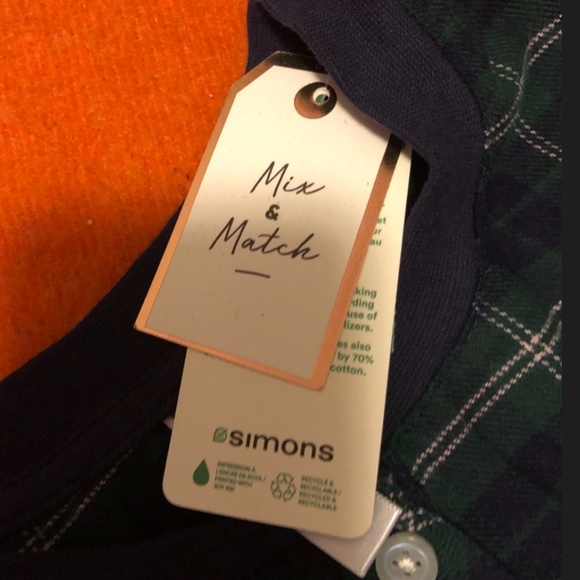 Green and navy blue tartan organic cotton lounge check shirt NWT - Picture 8 of 9